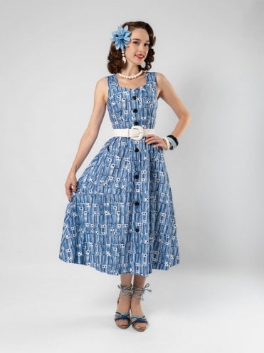 Domino Blue Betty Sundress