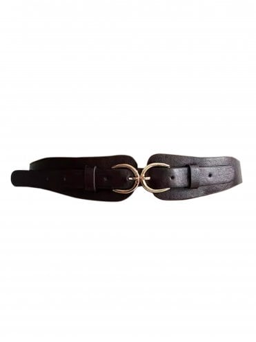 Double Buckle Waist Belt Brown