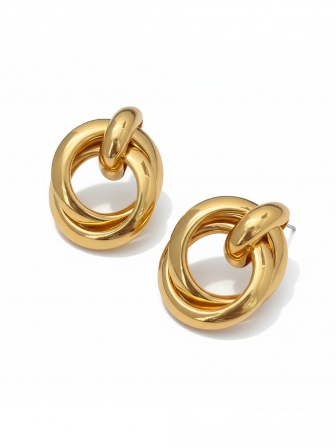 Double Halo Earrings Gold