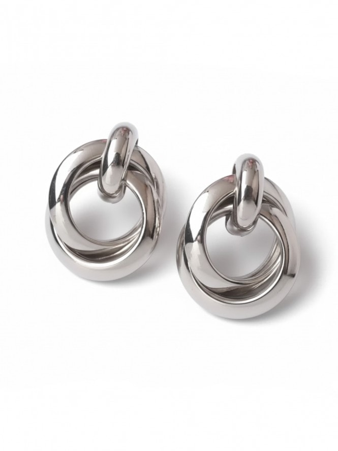 Double Halo Earrings Silver
