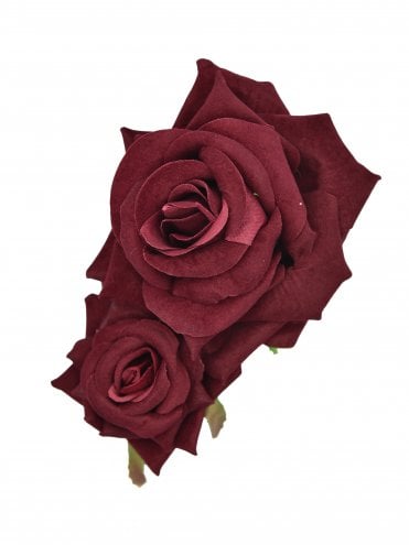 Double Rose Hair Clip Bordeaux