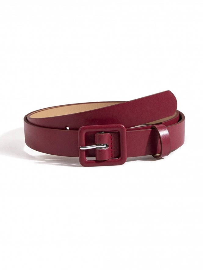 Faux Leather Belt Burgundy