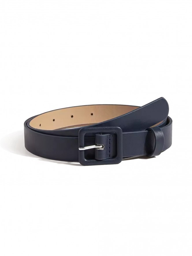 Faux Leather Belt Navy