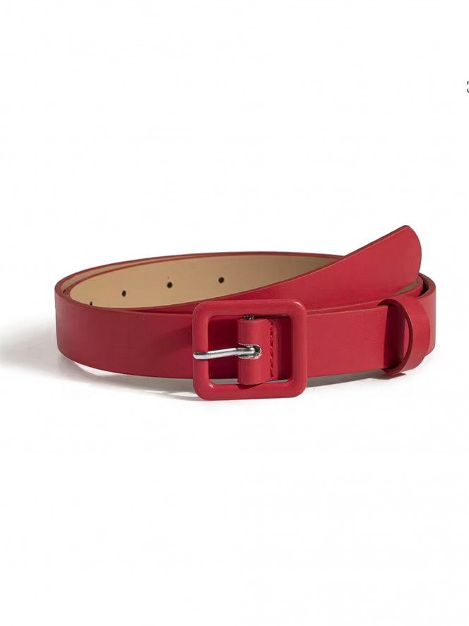 Faux Leather Belt Red