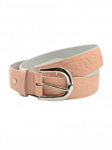 Floral Pink Leather Belt