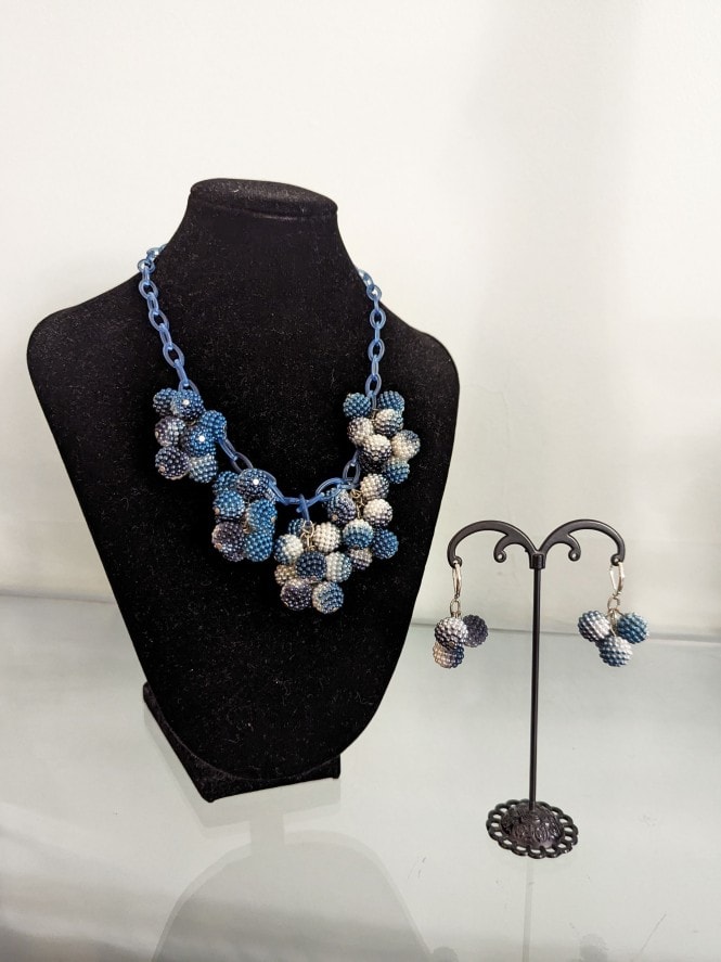 Frosted Blueberry Cluster Necklace Set