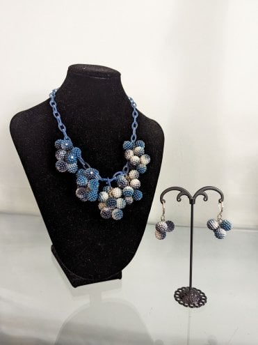 Frosted Blueberry Cluster Necklace Set