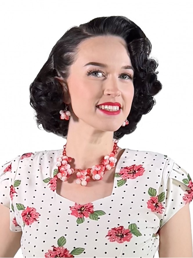 Frosted Raspberry Cluster Necklace Set