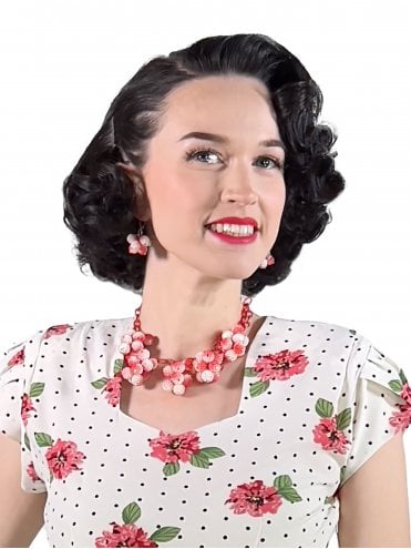 Frosted Raspberry Cluster Necklace Set