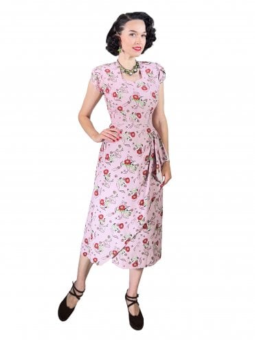 Gloria 1940s Dress Bonnet Pink