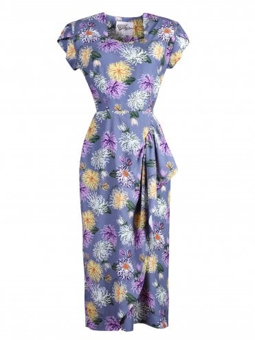 Gloria 1940s Dress Chrysanthemum Lilac