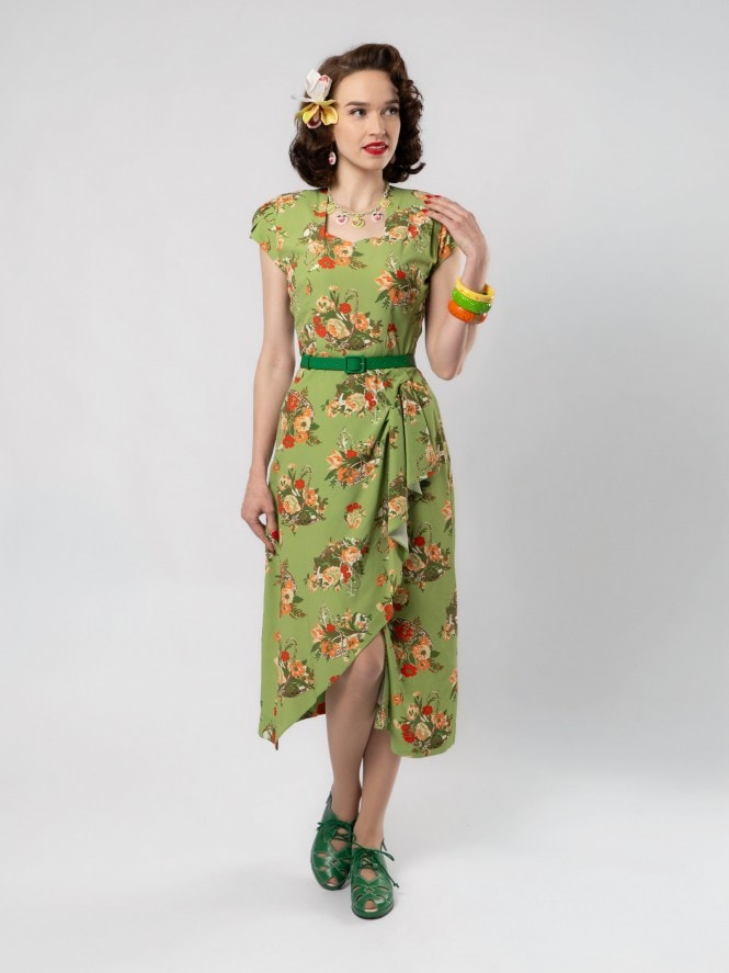 Gloria 1940s Dress Gardener Green