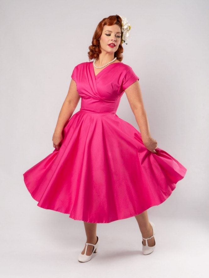 Grace Dress Raspberry Sateen
