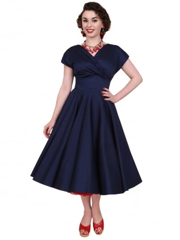 40s-1940s-Vivien-of-Holloway-Best-Vintage-Reproduction-Grace-Wrap-Circle-Dress-Navy-Sateen-Hollywood-Swing-Pinup