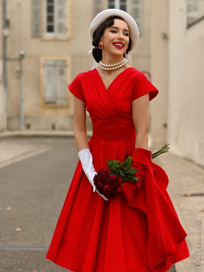Grace Red Sateen Dress