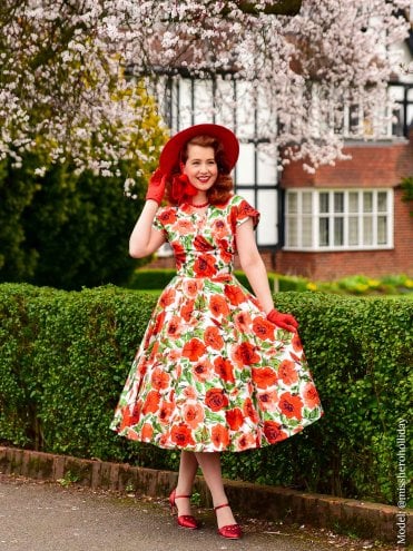 Grace Roses in Bloom Red Dress