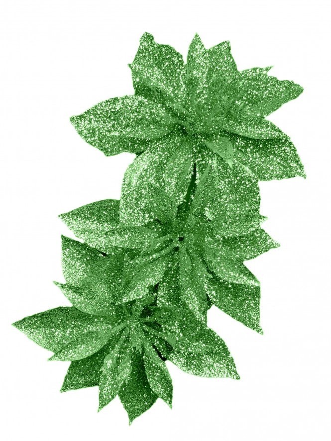 Green Glitter Triple Poinsettia Hair Flower