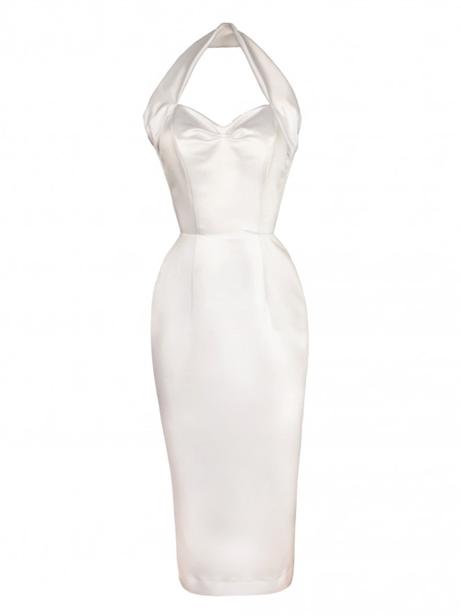 Halterneck Pencil Dress Duchess Ivory