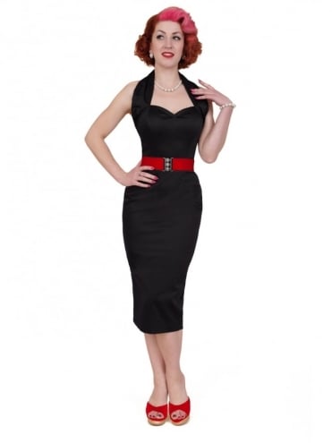 50s-1950s-Vivien-of-Holloway-Best-Vintage-Reproduction-Halterneck-Pencil-Wiggle-Dress-Black-Cotton-Sateen-Rockabilly-Pinup