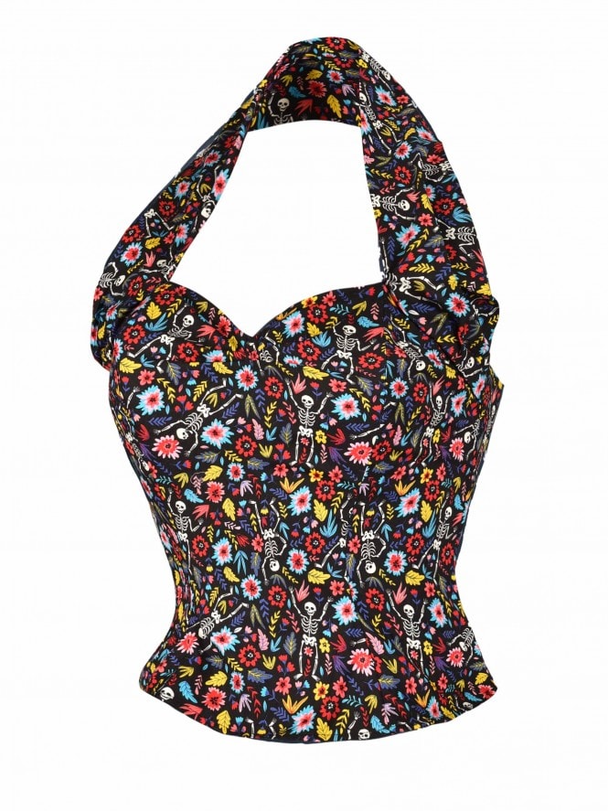 Halterneck Top Skeletons Black