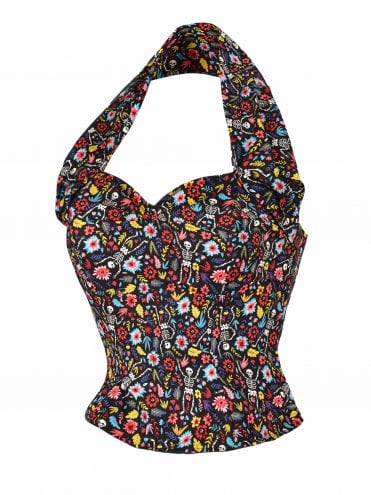 Halterneck Top Skeletons Black