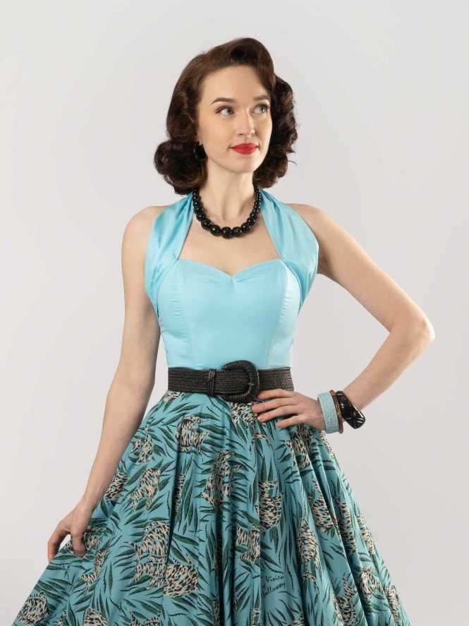 Halterneck Top Sky Blue Cotton