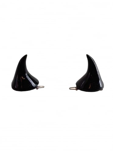 Horror Black Hair Horns