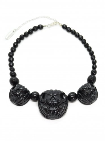 Jack O Lantern Pumpkin Necklace Black