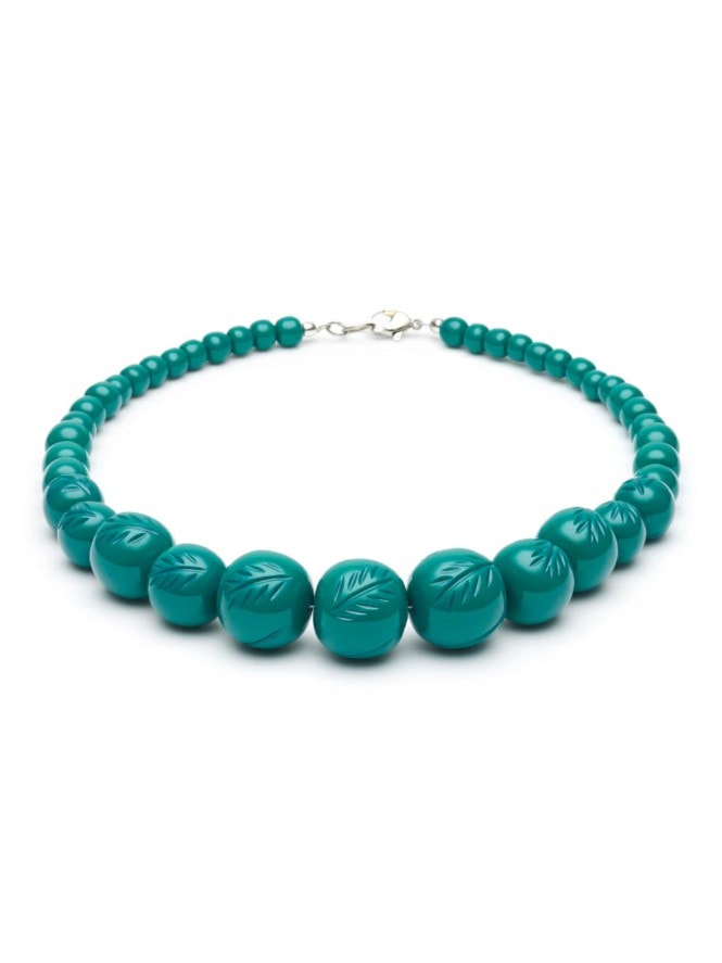 Jade Green Heavy Carve Fakelite Beads