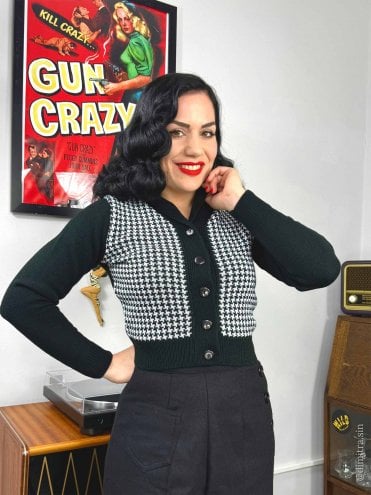 Jenny Cardigan Houndstooth Black
