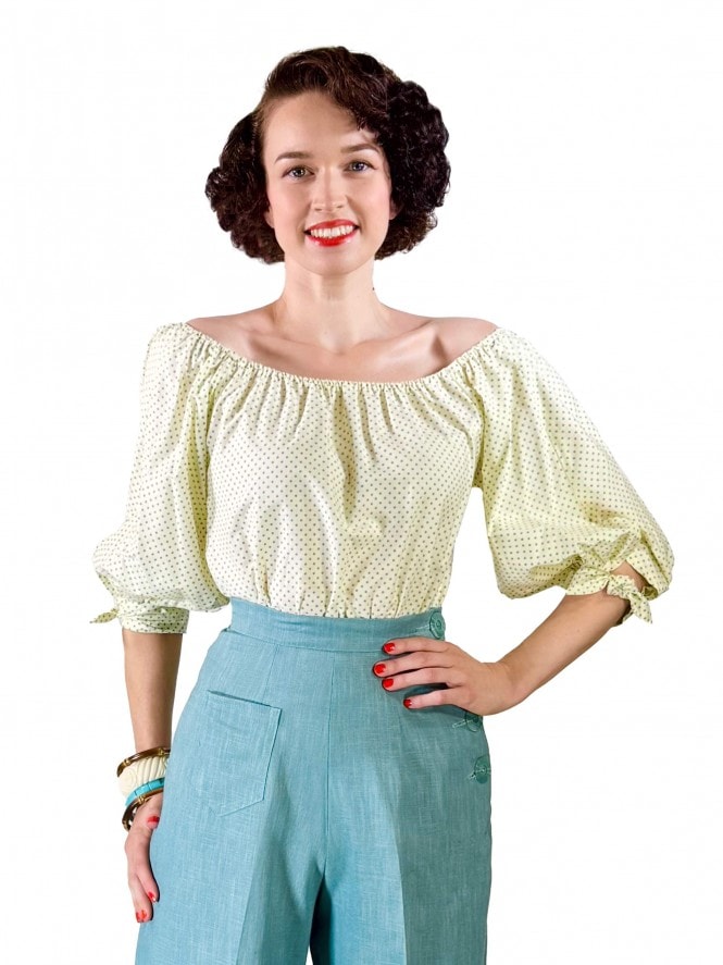 Jessica Peasant Top Blue Spot