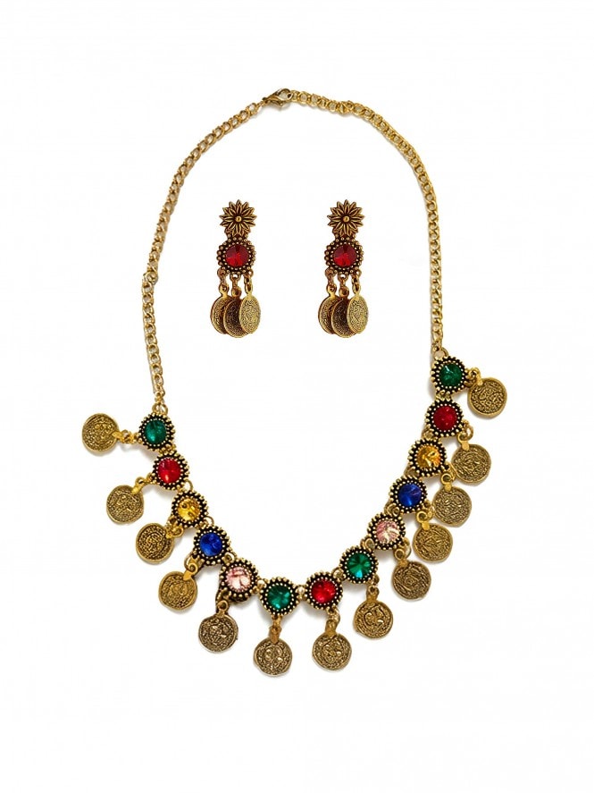 Jewelled Coin Necklace Set