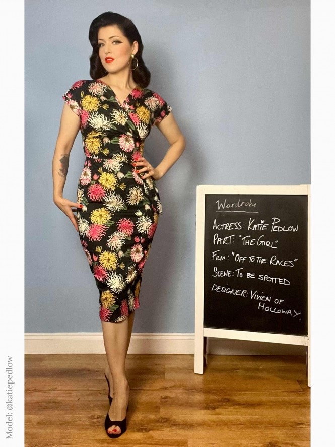 Jezebel Black Chrysanthemum Dress