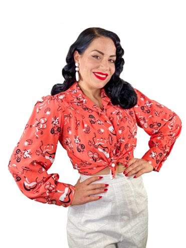 JoJo Blouse Long Sleeve Carmen Red
