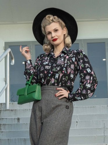 JoJo Blouse Long Sleeve Paris Black