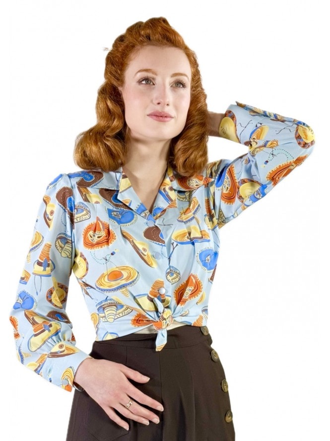 JoJo Blouse Long Sleeve Sombrero Large Sky