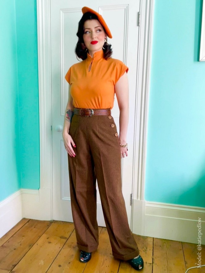 Katharine Trousers Burnt Orange Dogtooth
