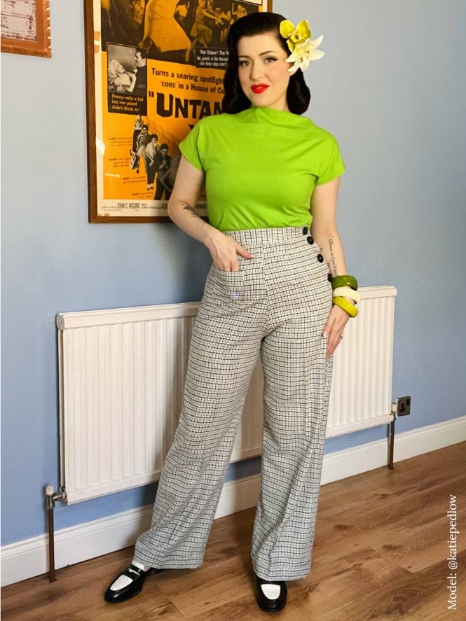 Katharine Trousers Check Black White