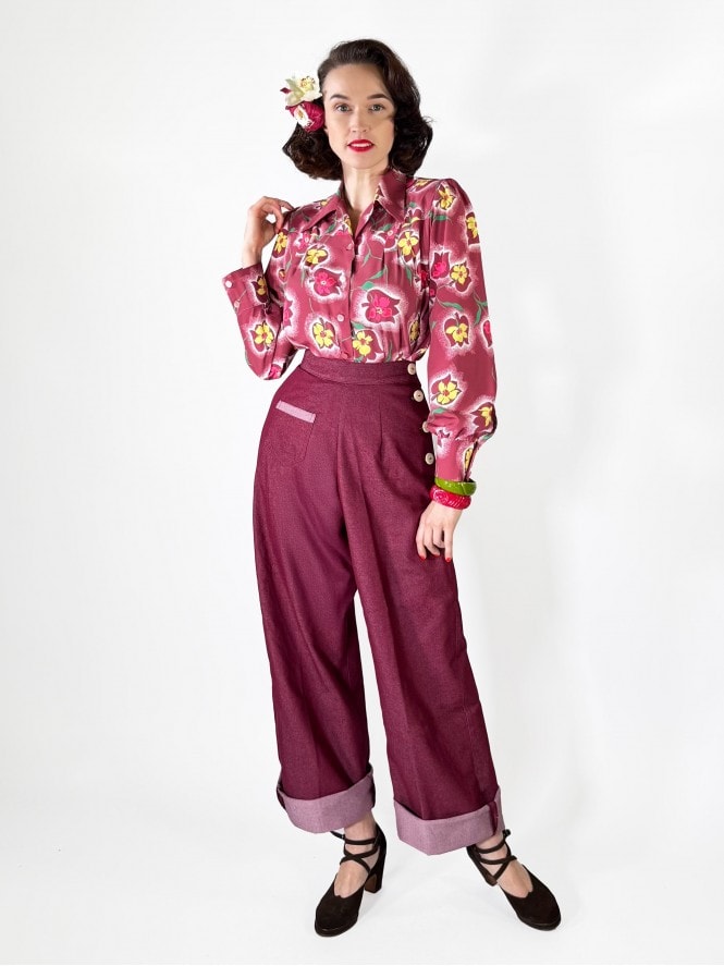 Katharine Trousers Denim Burgundy