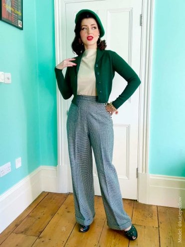 40s-1940s-Vivien-of-Holloway-Best-Vintage-Reproduction-Swing-Trousers-Rockabilly-Swing-Pinup-Wide-Leg-teal-Dogtooth