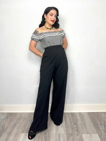 Katharine Trousers Pinstripe Black