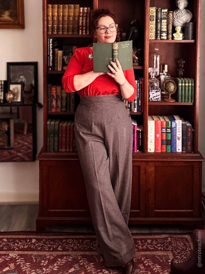 Katharine Trousers Small Herringbone Red