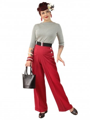 40s-1940s-Vivien-of-Holloway-Best-Vintage-Reproduction-Swing-Trousers-Rockabilly-Swing-Pinup-Wide-Leg-Soft-Red-Ruby