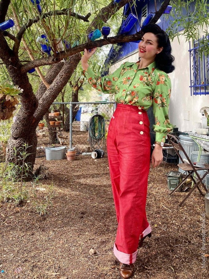 Katharine Trousers Summer Denim Red