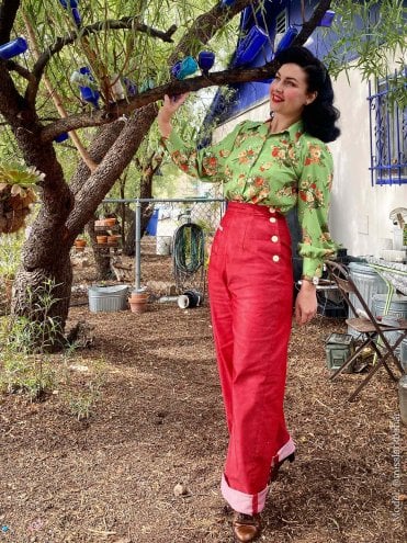 Katharine Trousers Summer Denim Red