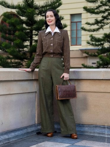 Katharine Trousers Wool Military Green