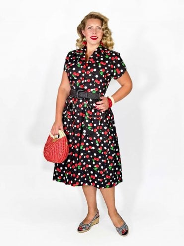 Kitty Cherry Polka Black
