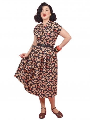40s-1940s-50s-1950s-Vivien-of-Holloway-Best-Vintage-Reproduction-Swing-Rockabilly-Pinup-Kitty-Day-Dress-Mexican-Novelty-Sombrero-Black-Print