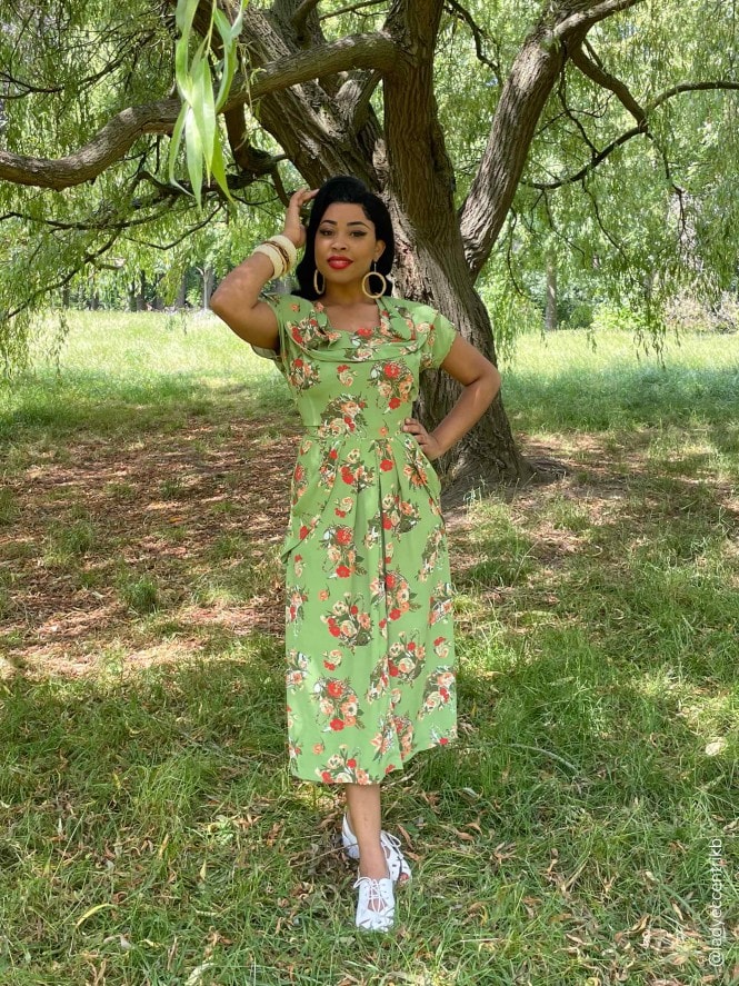 Lana 1940s Dress Gardener Green