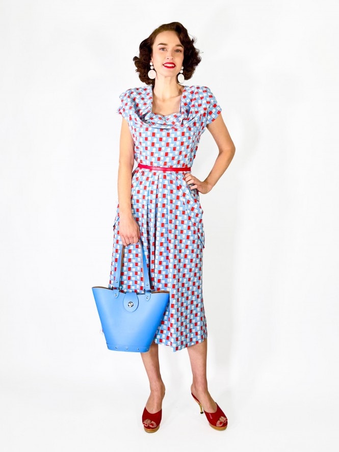 Lana 1940s Dress Windows Blue
